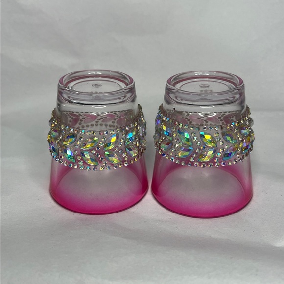 Hand Crafted Pink Rhinestone Embellished Shot Glasses - Picture 8 of 9